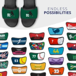 Hockey Repwell® Sandal Straps - Hockey Slapshot With Number -Sport Play Mode hk 05778 STRAPS GREENBLACK MULTI