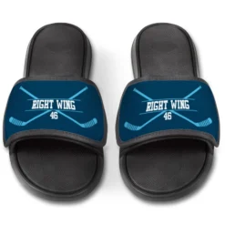 Hockey Repwell® Slide Sandals - Personalized Crossed Sticks -Sport Play Mode hk 05780 NAVYCAROLINA FRONT