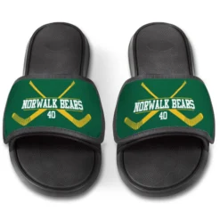 Hockey Repwell® Slide Sandals - Personalized Goalie Crossed Sticks 9 Hockey Repwell® Slide Sandals - Personalized Goalie Crossed Sticks -Sport Play Mode hk 05781 GREENYELLOW FRONT