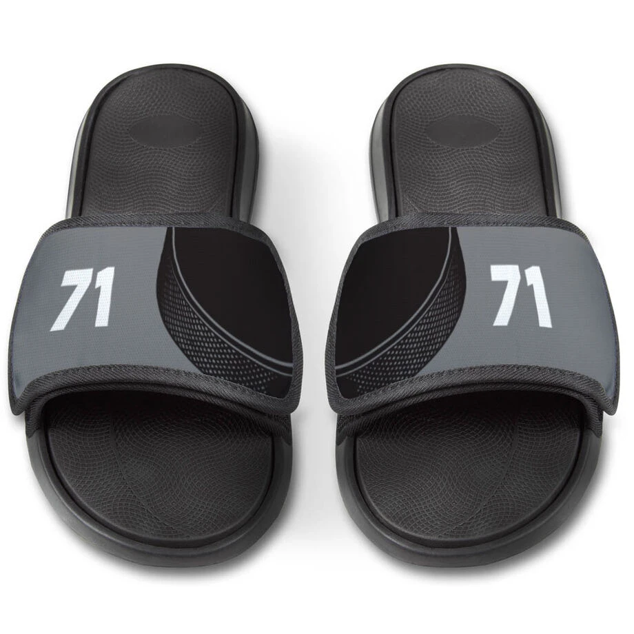 Hockey Repwell® Slide Sandals - Puck And Number Reflected 3 Hockey Repwell® Slide Sandals - Puck And Number Reflected - Image 3