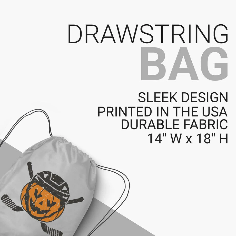Hockey Drawstring Backpack - Helmet Pumpkin 3 Hockey Drawstring Backpack - Helmet Pumpkin - Image 3