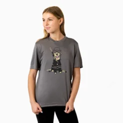 Hockey Short Sleeve Performance Tee - Hunter The Hockey Dog -Sport Play Mode hk 05915 GRAPHITE MODEL F