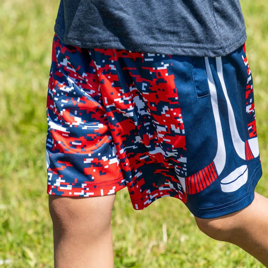 Hockey Shorts - Patriotic Digital Camo 1 Hockey Shorts - Patriotic Digital Camo