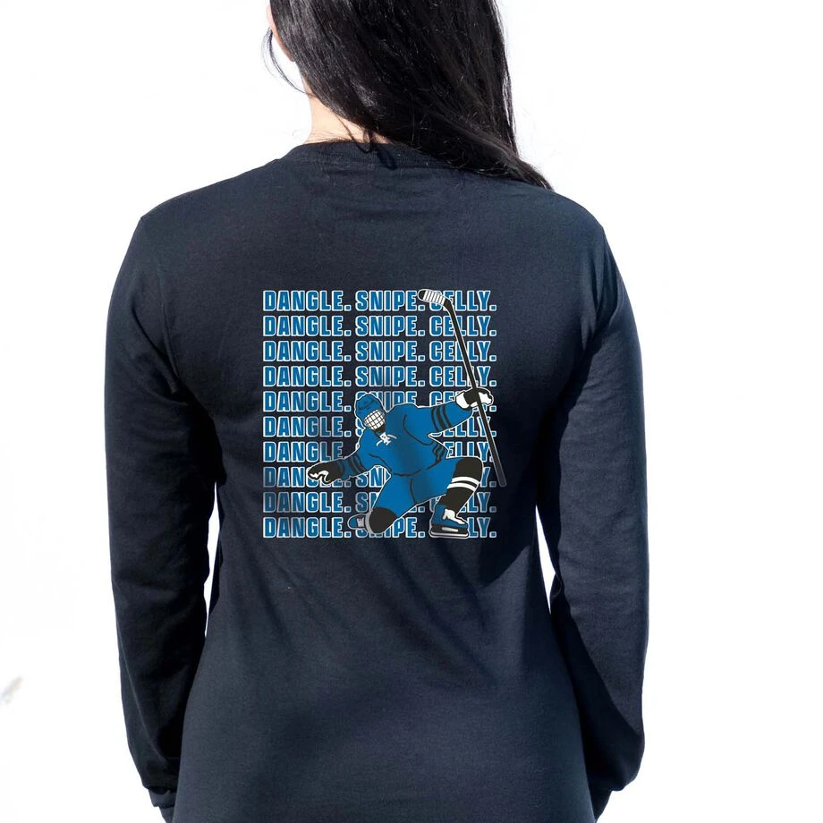 Hockey Tshirt Long Sleeve - Dangle Snipe Celly Player (Back Design) 3 Hockey Tshirt Long Sleeve - Dangle Snipe Celly Player (Back Design) - Image 3