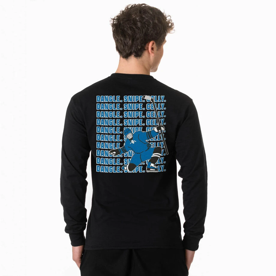 Hockey Tshirt Long Sleeve - Dangle Snipe Celly Player (Back Design) 2 Hockey Tshirt Long Sleeve - Dangle Snipe Celly Player (Back Design) - Image 2