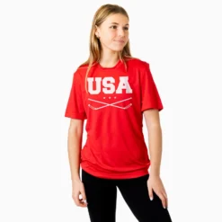 Hockey Short Sleeve Performance Tee - USA Hockey -Sport Play Mode hk 06238 RED MODEL F