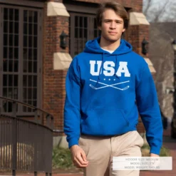 Hockey Hooded Sweatshirt - USA Hockey -Sport Play Mode hk 06241 ROYAL LIFESTYLE MALE