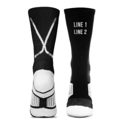 Custom Hockey Woven Mid-Calf Socks - Logo -Sport Play Mode hk 06421 BLACKWHITE TEXT