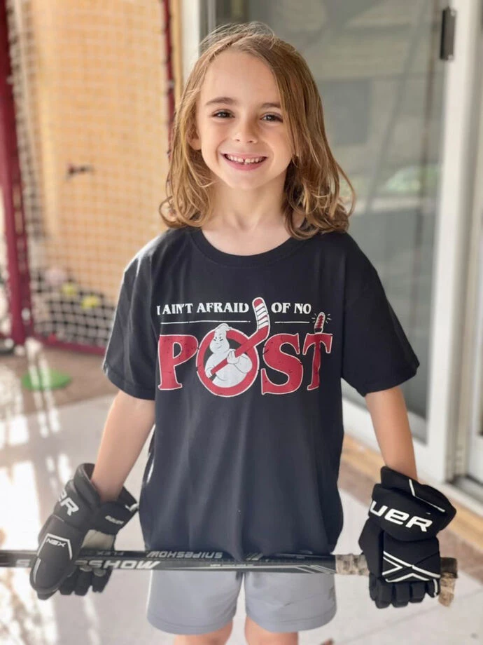 Hockey Short Sleeve T-Shirt - Ain't Afraid Of No Post 7 Hockey Short Sleeve T-Shirt - Ain't Afraid Of No Post - Image 7