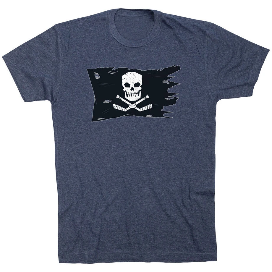 Hockey Short Sleeve T-Shirt - Hockey Pirate Flag 1 Hockey Short Sleeve T-Shirt - Hockey Pirate Flag