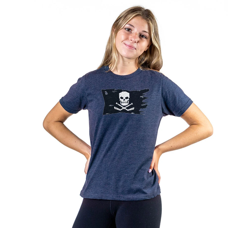 Hockey Short Sleeve T-Shirt - Hockey Pirate Flag 3 Hockey Short Sleeve T-Shirt - Hockey Pirate Flag - Image 3