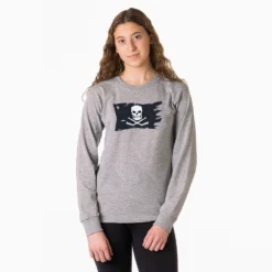 Hockey T-Shirt Long Sleeve - Hockey Pirate Flag 6 Hockey T-Shirt Long Sleeve - Hockey Pirate Flag -Sport Play Mode hk 06520 GRAY FEMALE