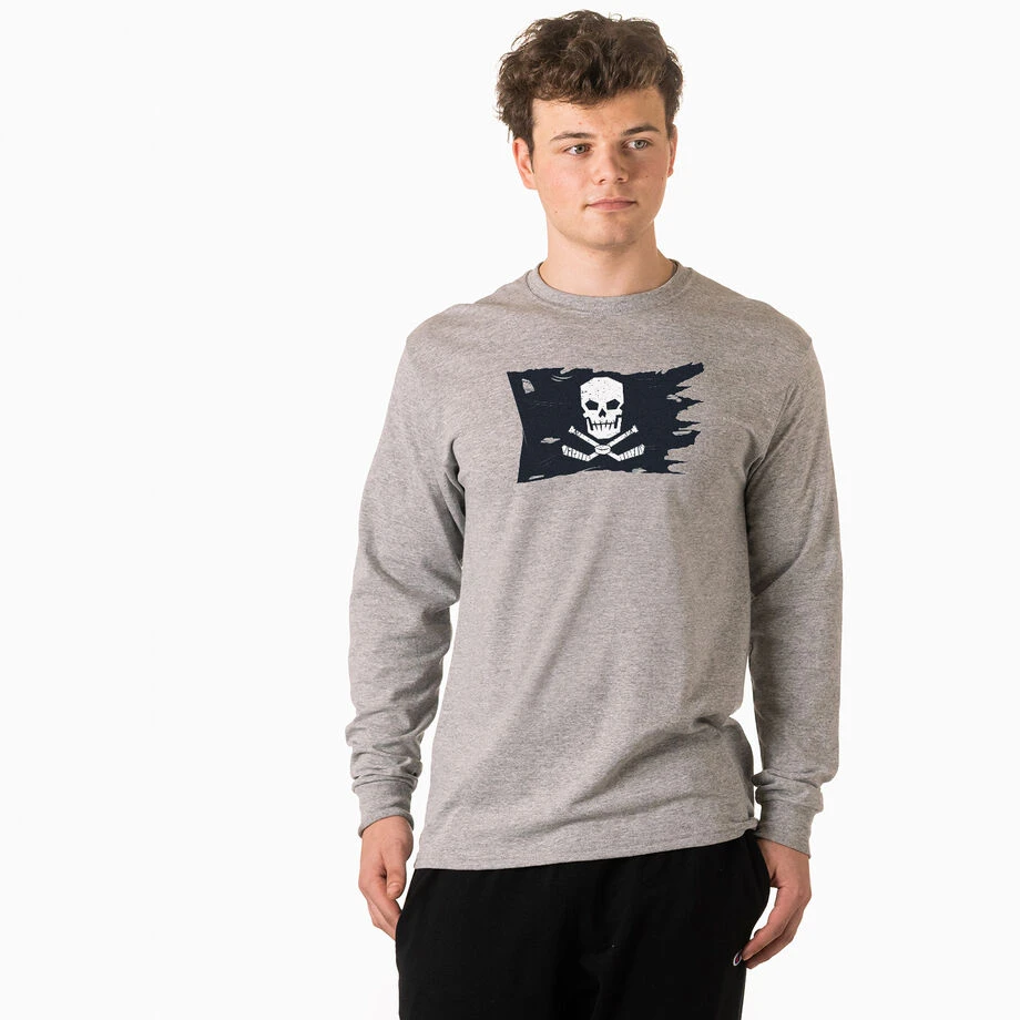 Hockey T-Shirt Long Sleeve - Hockey Pirate Flag 2 Hockey T-Shirt Long Sleeve - Hockey Pirate Flag - Image 2