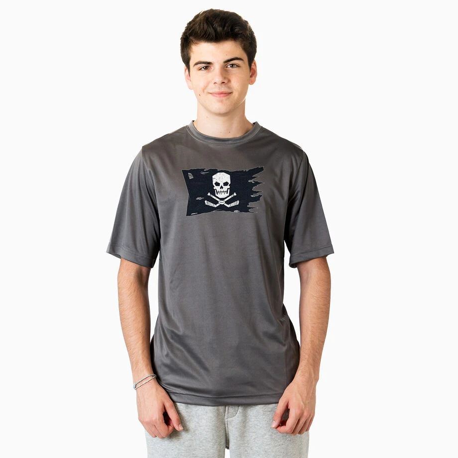 Hockey Short Sleeve Performance Tee - Hockey Pirate Flag 2 Hockey Short Sleeve Performance Tee - Hockey Pirate Flag - Image 2
