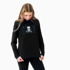 Hockey Long Sleeve Performance Tee - Hockey Pirate Flag 7 Hockey Long Sleeve Performance Tee - Hockey Pirate Flag -Sport Play Mode hk 06526 BLACK MODEL F