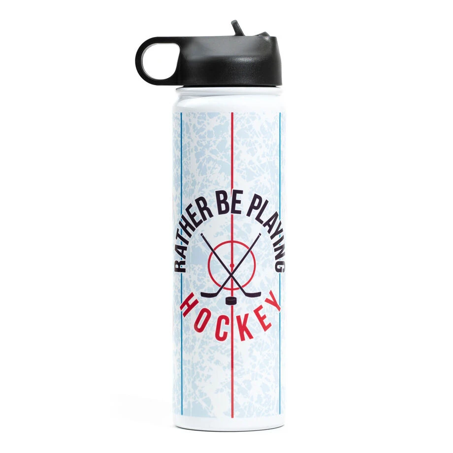 Hockey Water Bottle - Rather Be Playing 1 Hockey Water Bottle - Rather Be Playing