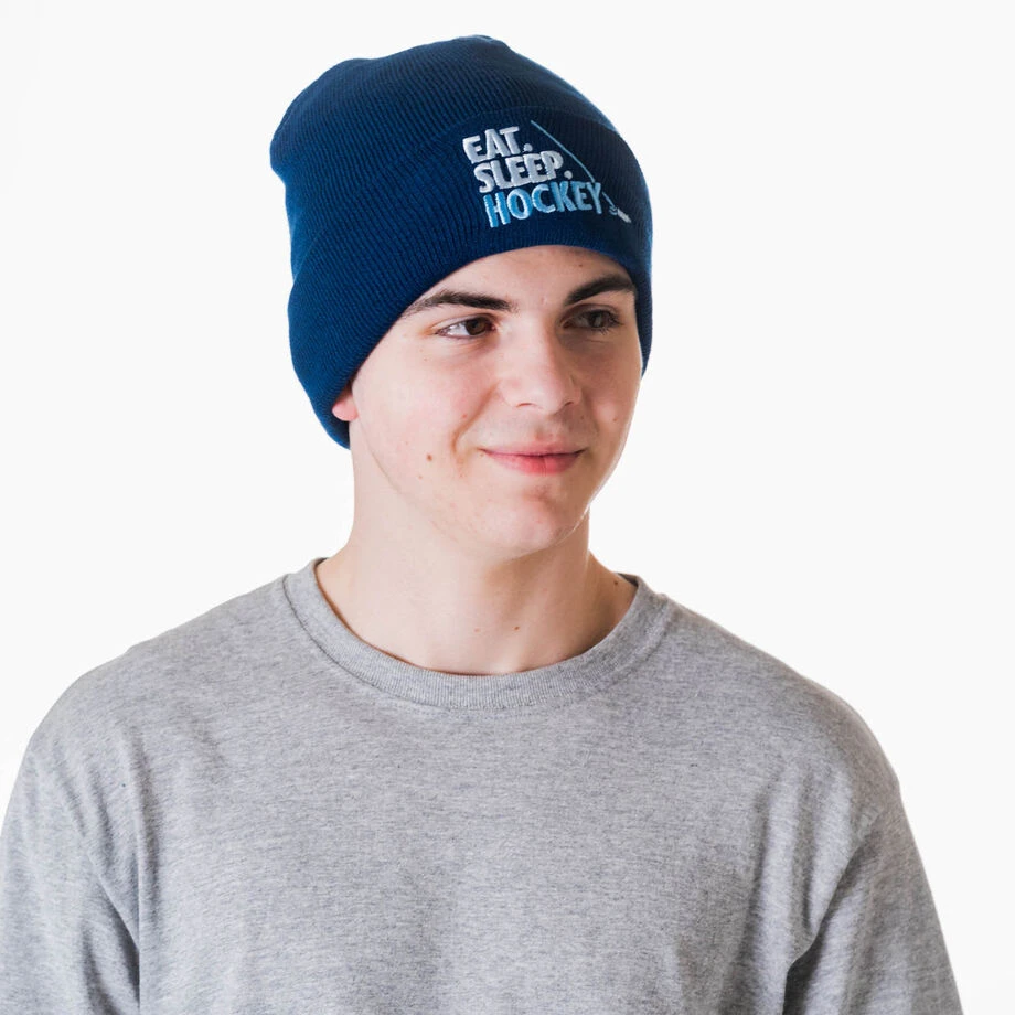 Hockey Embroidered Beanie - Eat Sleep Hockey 4 Hockey Embroidered Beanie - Eat Sleep Hockey - Image 4