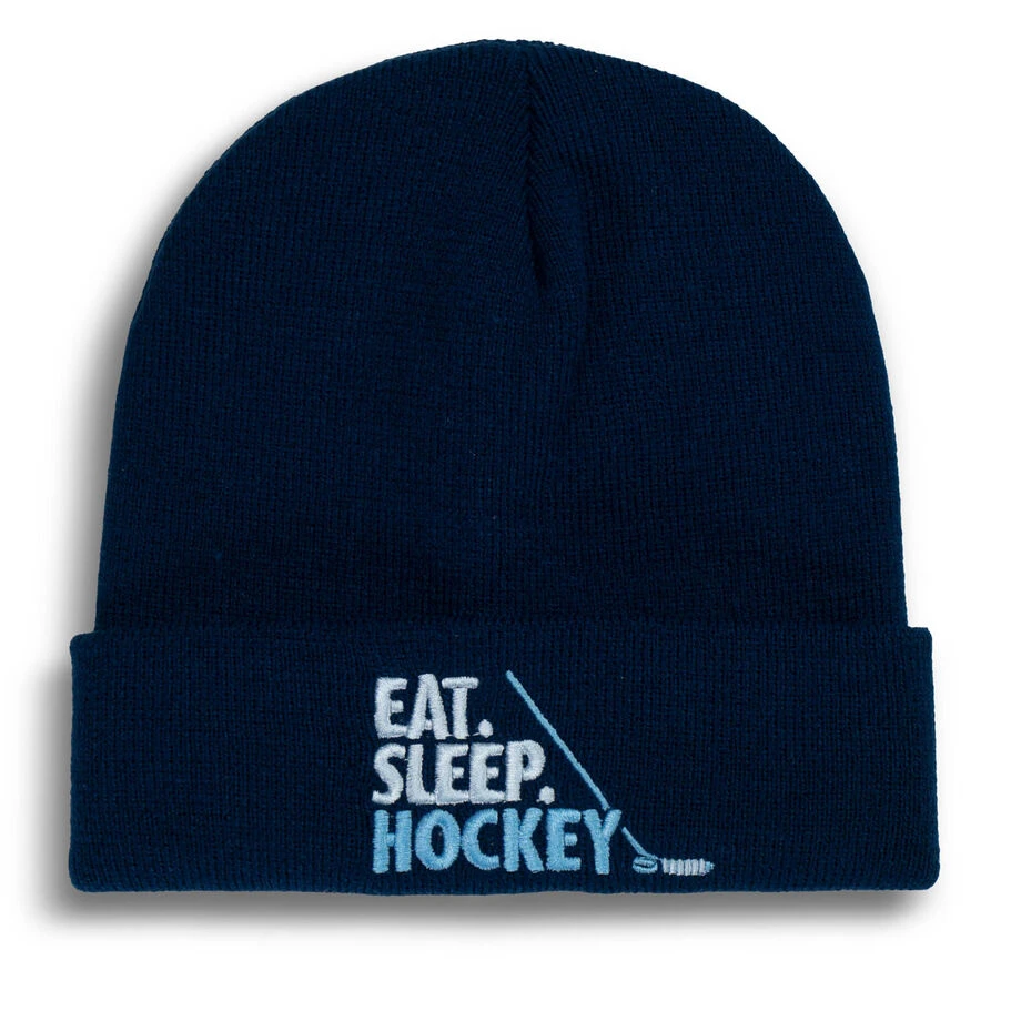 Hockey Embroidered Beanie - Eat Sleep Hockey 1 Hockey Embroidered Beanie - Eat Sleep Hockey