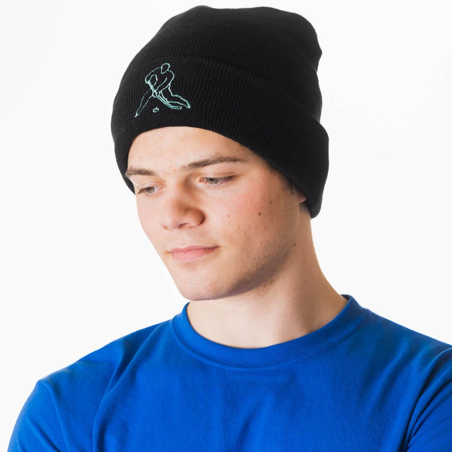 Hockey Embroidered Beanie - Hockey Player 4 Hockey Embroidered Beanie - Hockey Player - Image 4