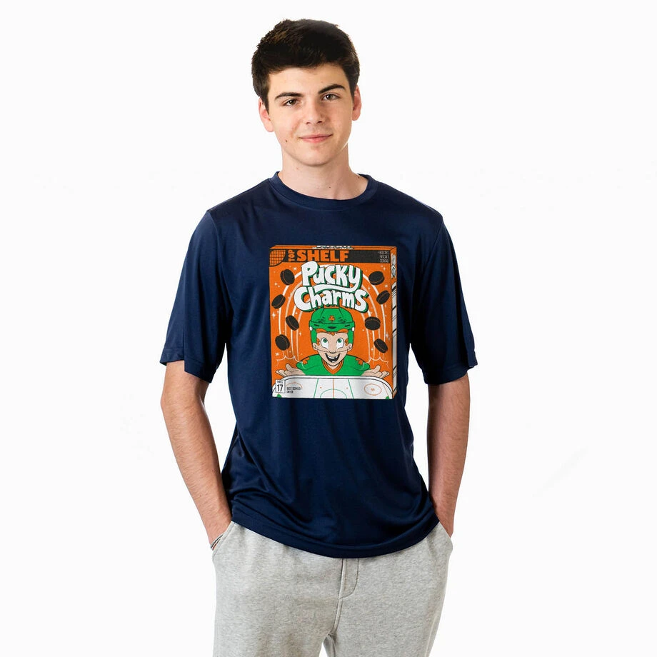 Hockey Short Sleeve Performance Tee - Pucky Charms 2 Hockey Short Sleeve Performance Tee - Pucky Charms - Image 2