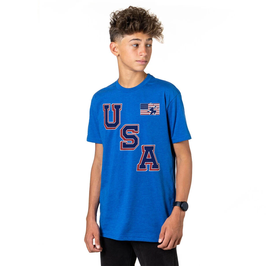 Hockey T-Shirt Short Sleeve - Hockey USA Gold 2 Hockey T-Shirt Short Sleeve - Hockey USA Gold - Image 2