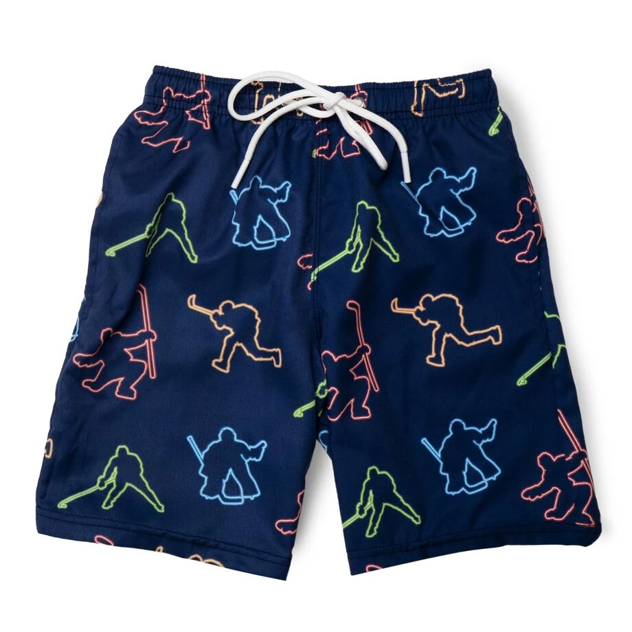 Hockey Swim Trunks - Neon Lights 1 Hockey Swim Trunks - Neon Lights