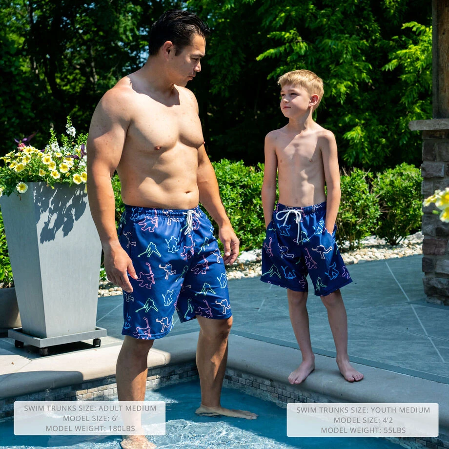 Hockey Swim Trunks - Neon Lights 2 Hockey Swim Trunks - Neon Lights - Image 2