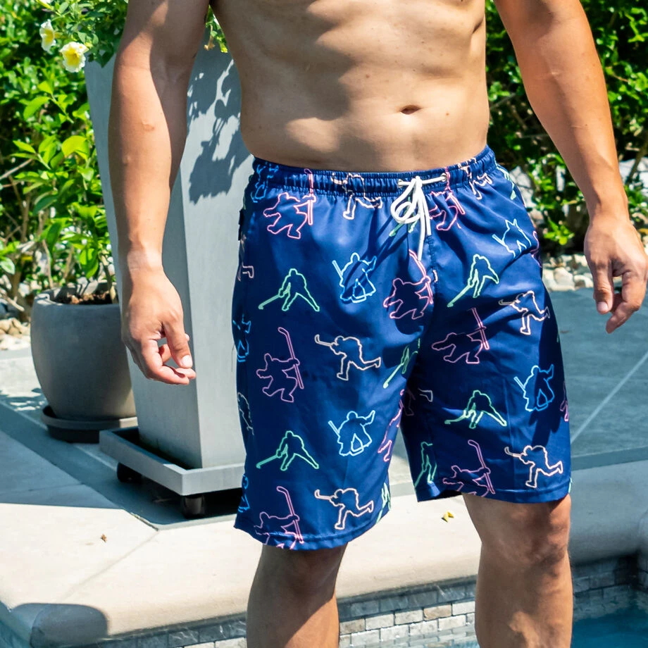 Hockey Swim Trunks - Neon Lights 3 Hockey Swim Trunks - Neon Lights - Image 3