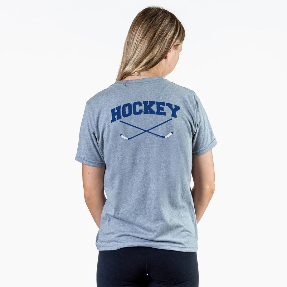 Hockey Short Sleeve T-Shirt - Hockey Crossed Sticks Logo (Back Design) 3 Hockey Short Sleeve T-Shirt - Hockey Crossed Sticks Logo (Back Design) - Image 3
