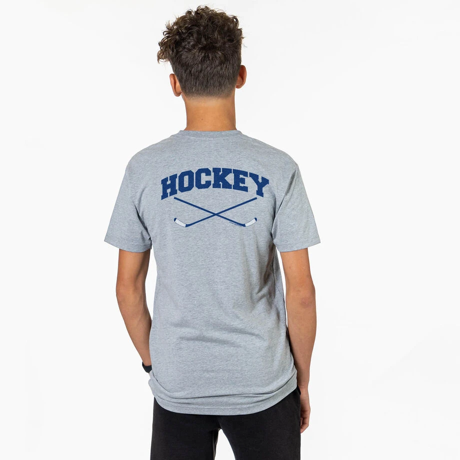 Hockey Short Sleeve T-Shirt - Hockey Crossed Sticks Logo (Back Design) 2 Hockey Short Sleeve T-Shirt - Hockey Crossed Sticks Logo (Back Design) - Image 2
