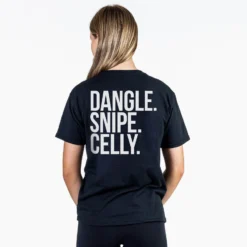 Hockey Short Sleeve T-Shirt - Dangle Snipe Celly Words (Back Design) -Sport Play Mode hk 06809 BLACK FEMALE BACK