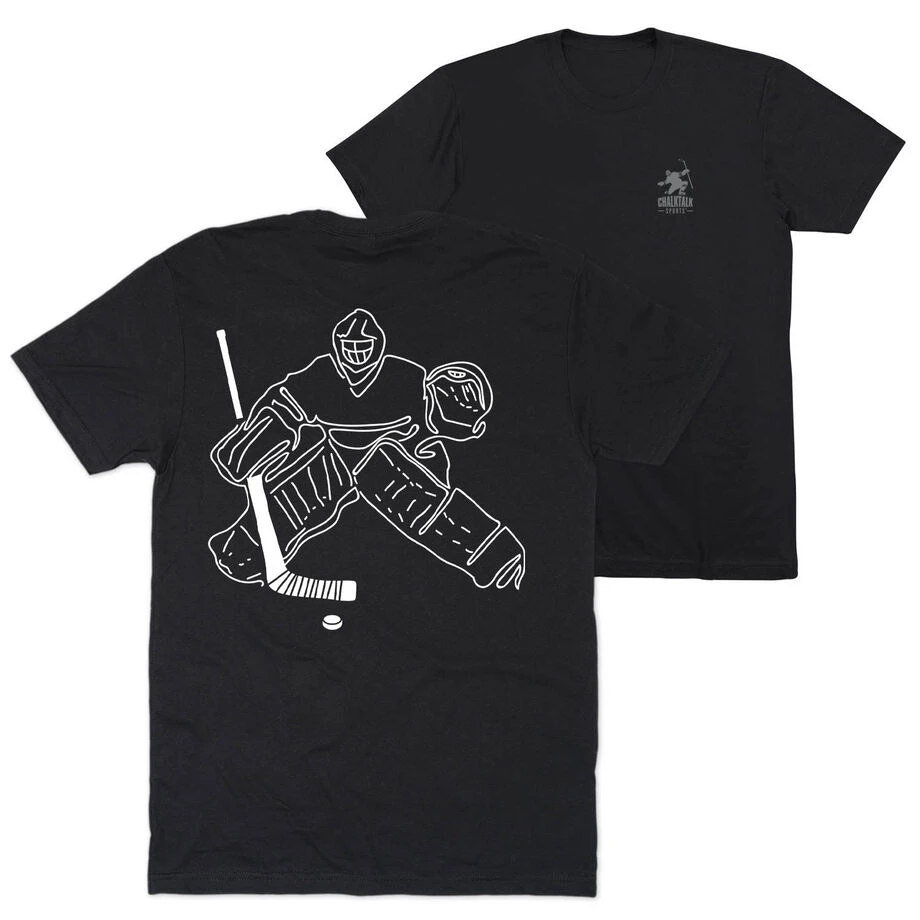 Hockey Short Sleeve T-Shirt - Hockey Goalie Sketch (Back Design) 1 Hockey Short Sleeve T-Shirt - Hockey Goalie Sketch (Back Design)