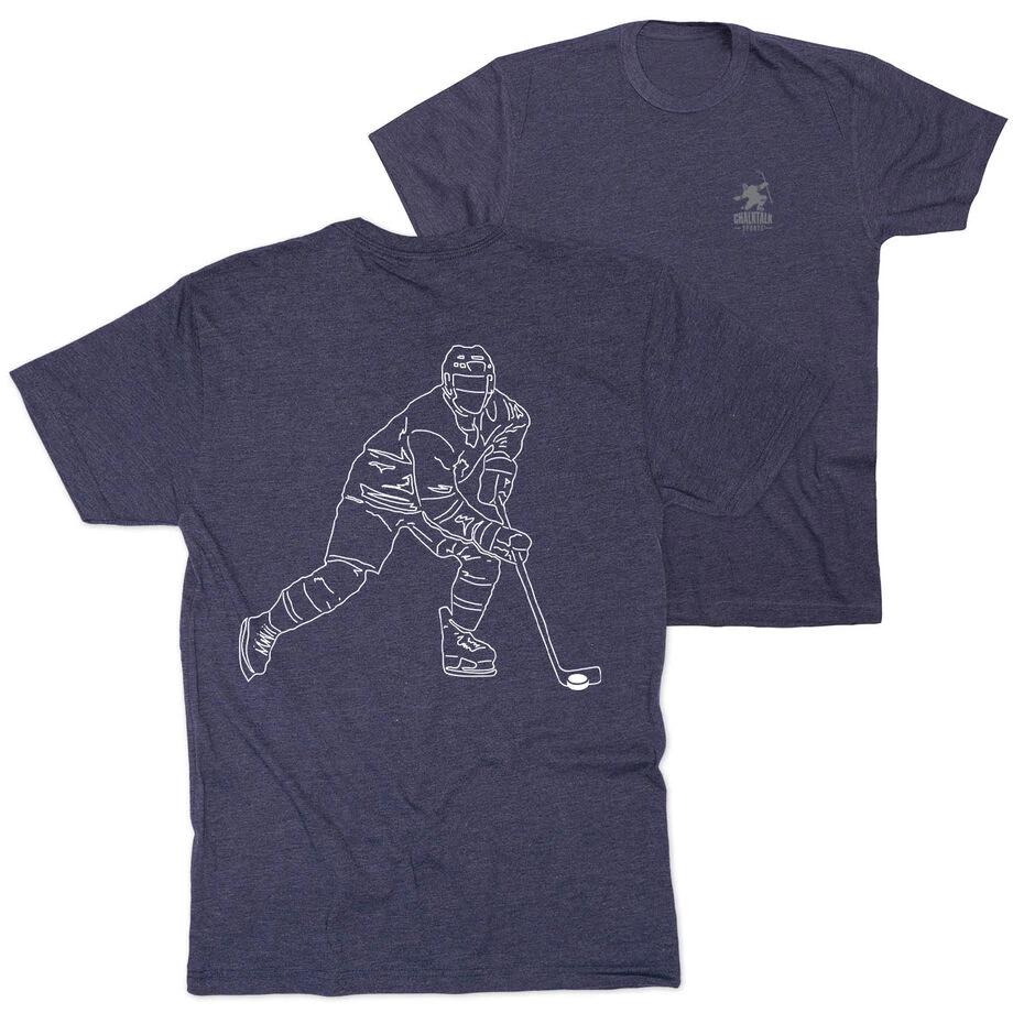 Hockey Short Sleeve T-Shirt - Hockey Player Sketch (Back Design) 1 Hockey Short Sleeve T-Shirt - Hockey Player Sketch (Back Design)