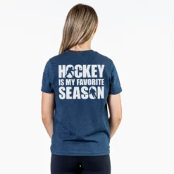 Hockey Short Sleeve T-Shirt - Hockey Is My Favorite Season (Back Design) 6 Hockey Short Sleeve T-Shirt - Hockey Is My Favorite Season (Back Design) -Sport Play Mode hk 06822 NAVY FEMALE BACK