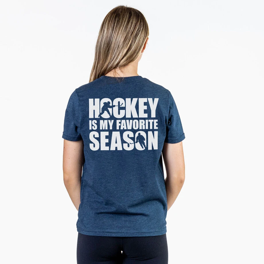 Hockey Short Sleeve T-Shirt - Hockey Is My Favorite Season (Back Design) 3 Hockey Short Sleeve T-Shirt - Hockey Is My Favorite Season (Back Design) - Image 3