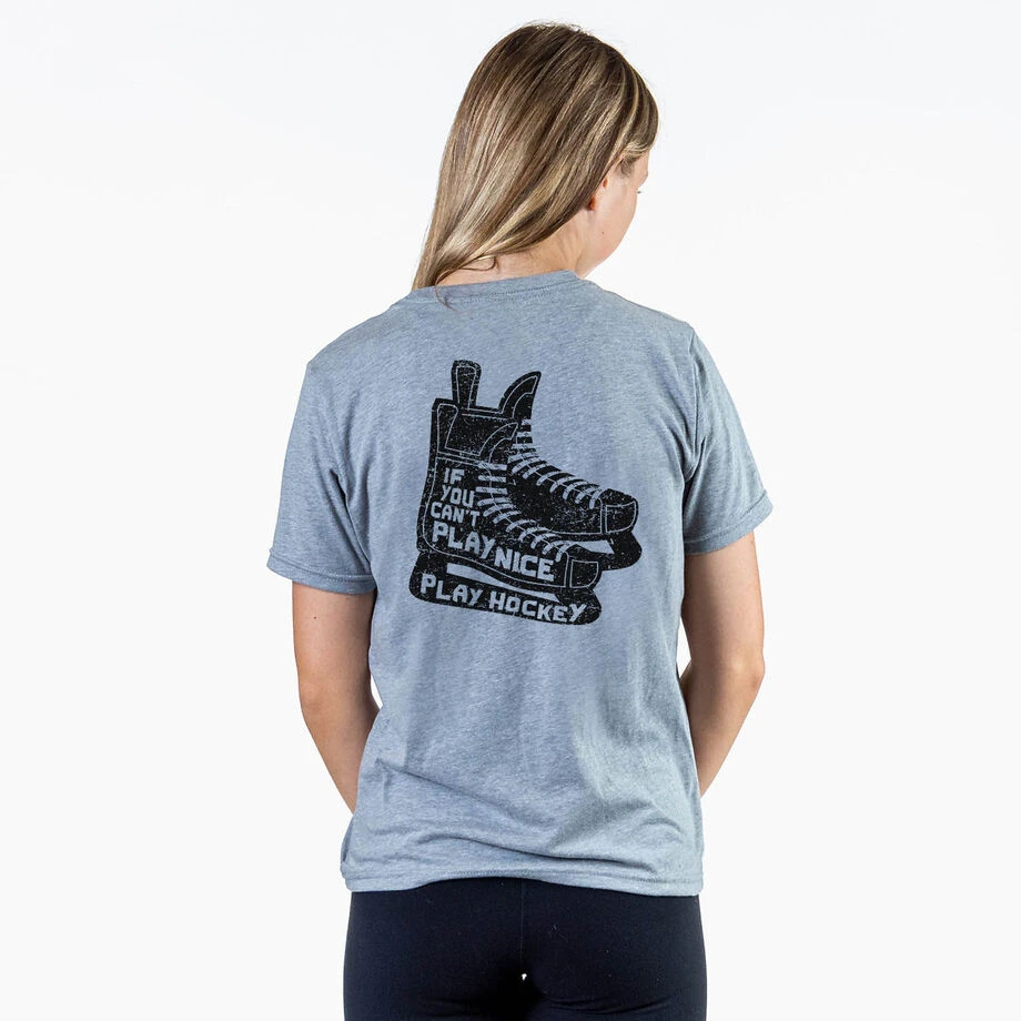 Hockey Short Sleeve T-Shirt - Play Hockey (Back Design) 3 Hockey Short Sleeve T-Shirt - Play Hockey (Back Design) - Image 3