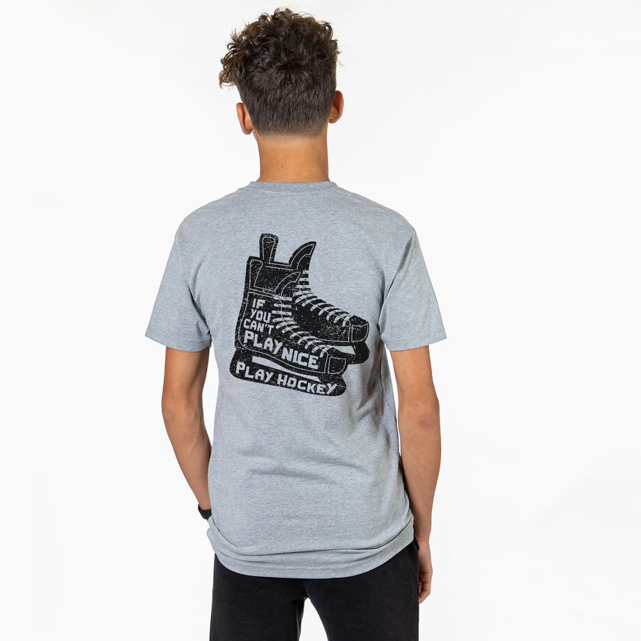 Hockey Short Sleeve T-Shirt - Play Hockey (Back Design) 2 Hockey Short Sleeve T-Shirt - Play Hockey (Back Design) - Image 2