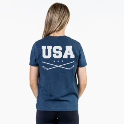 Hockey Short Sleeve T-Shirt - USA Hockey (Back Design) 6 Hockey Short Sleeve T-Shirt - USA Hockey (Back Design) -Sport Play Mode hk 06835 NAVY FEMALE BACK