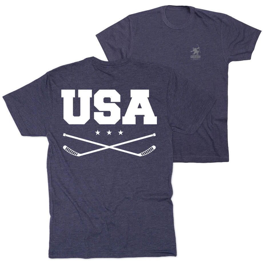 Hockey Short Sleeve T-Shirt - USA Hockey (Back Design) 1 Hockey Short Sleeve T-Shirt - USA Hockey (Back Design)