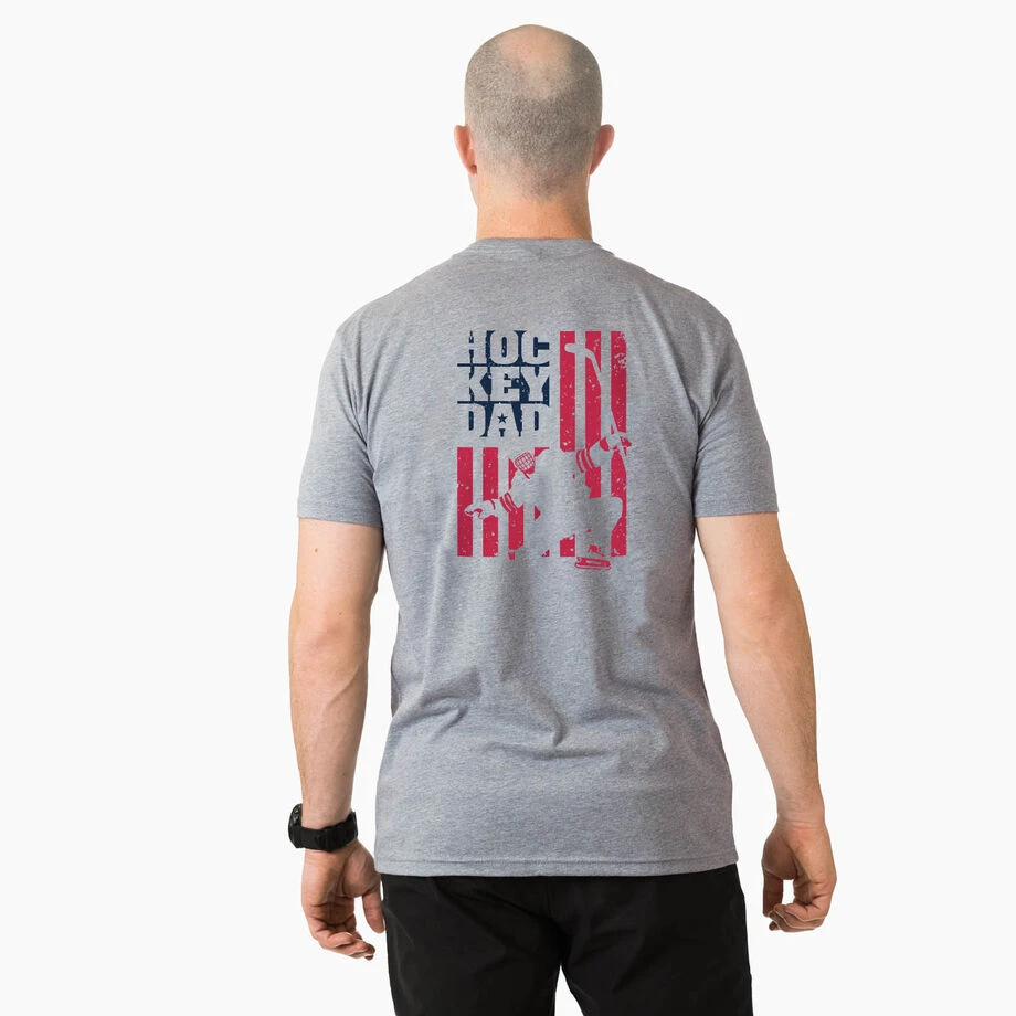 Hockey Short Sleeve T-Shirt - Hockey Dad American Flag (Back Design) 2 Hockey Short Sleeve T-Shirt - Hockey Dad American Flag (Back Design) - Image 2