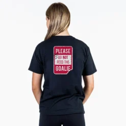 Hockey Short Sleeve T-Shirt - Don't Feed The Goalie (Back Design) -Sport Play Mode hk 06845 BLACK FEMALE BACK