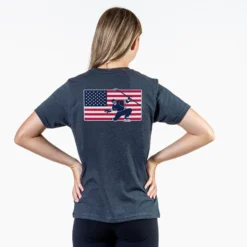 Hockey Short Sleeve T-Shirt - Patriotic Hockey (Back Design) 6 Hockey Short Sleeve T-Shirt - Patriotic Hockey (Back Design) -Sport Play Mode hk 06856 CHARCOAL FEMALE BACK