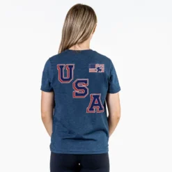Hockey Short Sleeve T-Shirt - Hockey USA Gold (Back Design) 6 Hockey Short Sleeve T-Shirt - Hockey USA Gold (Back Design) -Sport Play Mode hk 06857 NAVY FEMALE BACK