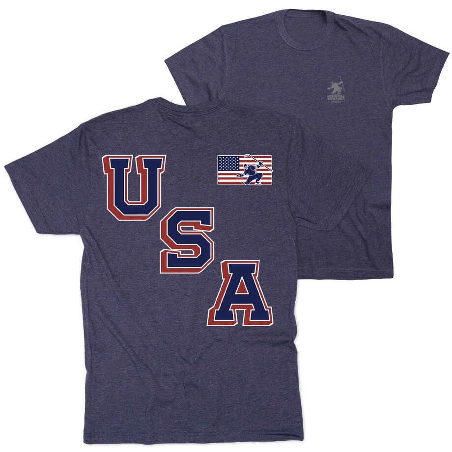 Hockey Short Sleeve T-Shirt - Hockey USA Gold (Back Design) 1 Hockey Short Sleeve T-Shirt - Hockey USA Gold (Back Design)