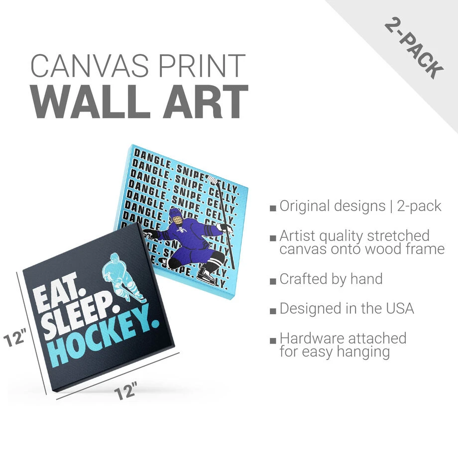 Hockey Canvas Wall Art - Eat Sleep Hockey - 2 Piece Set 2 Hockey Canvas Wall Art - Eat Sleep Hockey - 2 Piece Set - Image 2