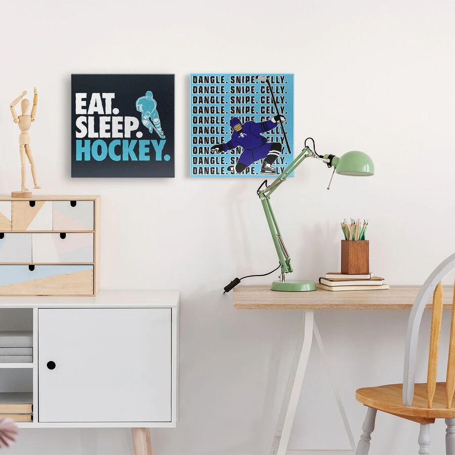 Hockey Canvas Wall Art - Eat Sleep Hockey - 2 Piece Set 3 Hockey Canvas Wall Art - Eat Sleep Hockey - 2 Piece Set - Image 3