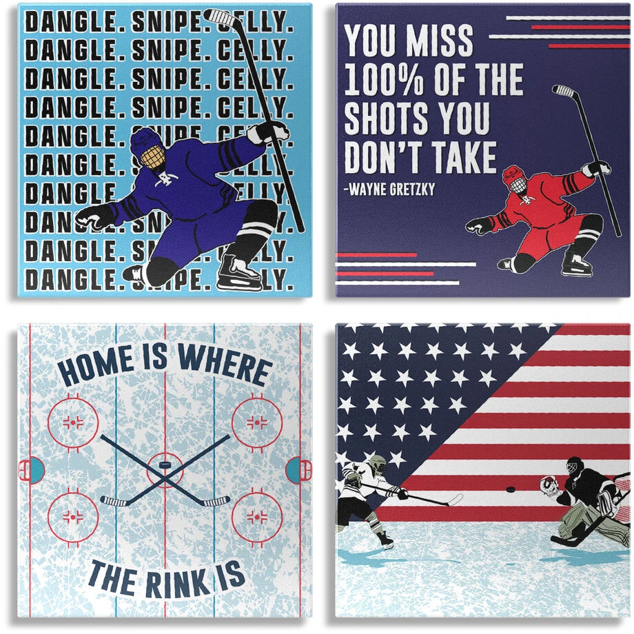 Hockey Canvas Wall Art - Dangle Snipe Celly - 4 Piece Set 1 Hockey Canvas Wall Art - Dangle Snipe Celly - 4 Piece Set