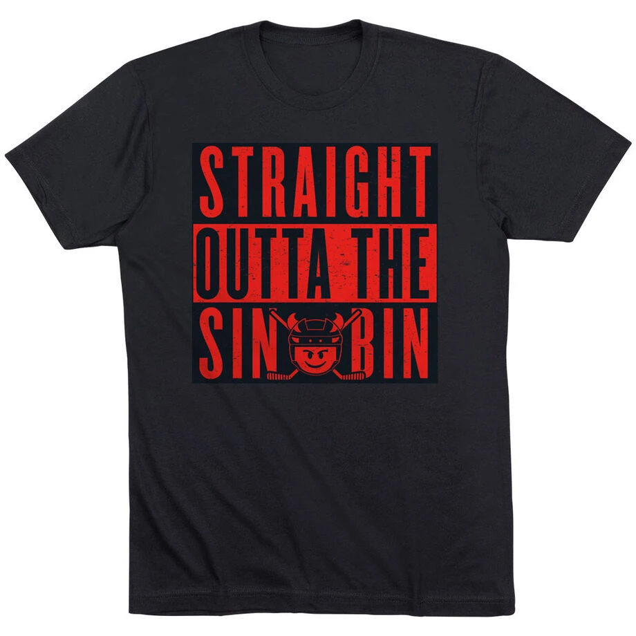 Hockey T-Shirt Short Sleeve - Straight Outta The Sin Bin 1 Hockey T-Shirt Short Sleeve - Straight Outta The Sin Bin