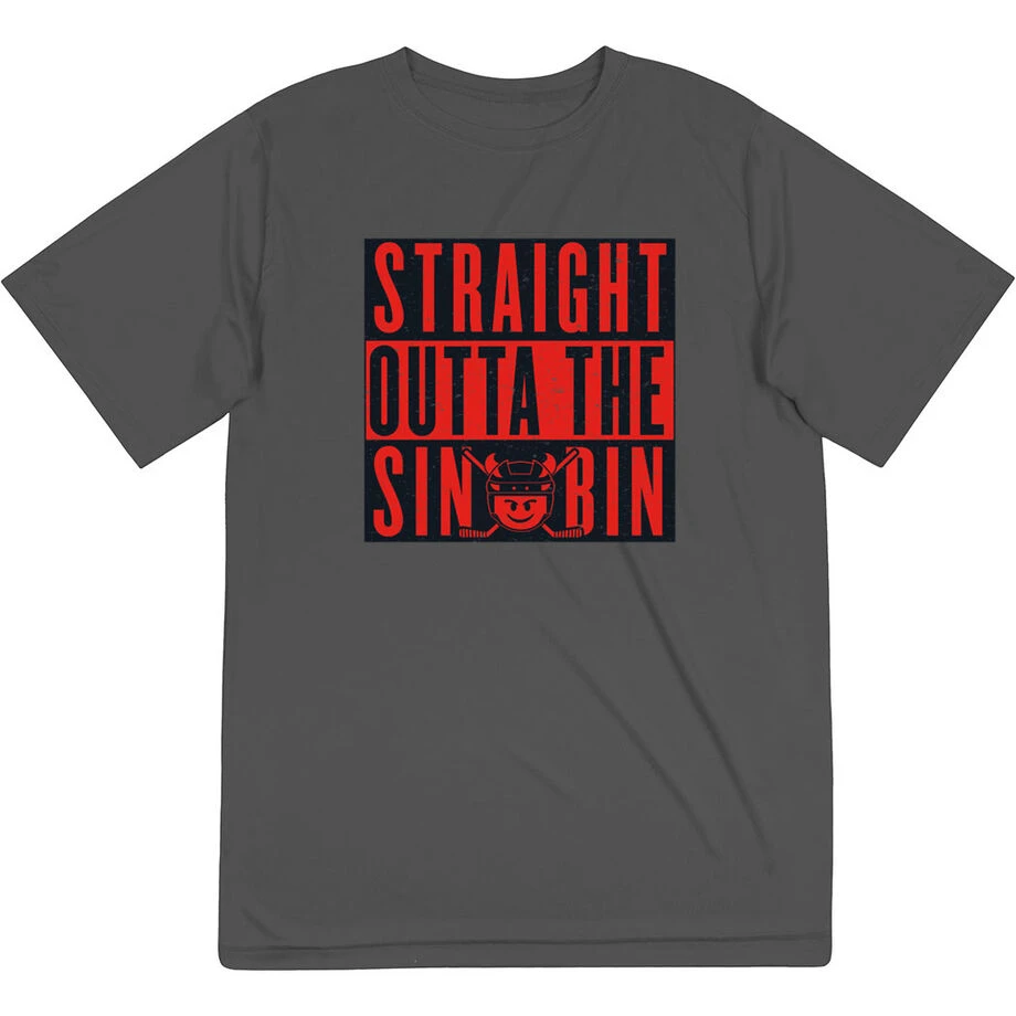 Hockey Short Sleeve Performance Tee - Straight Outta The Sin Bin 1 Hockey Short Sleeve Performance Tee - Straight Outta The Sin Bin