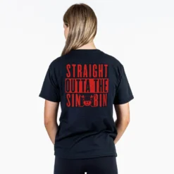 Hockey T-Shirt Short Sleeve - Straight Outta The Sin Bin (Back Design) -Sport Play Mode hk 07018 BLACK FEMALE BACK